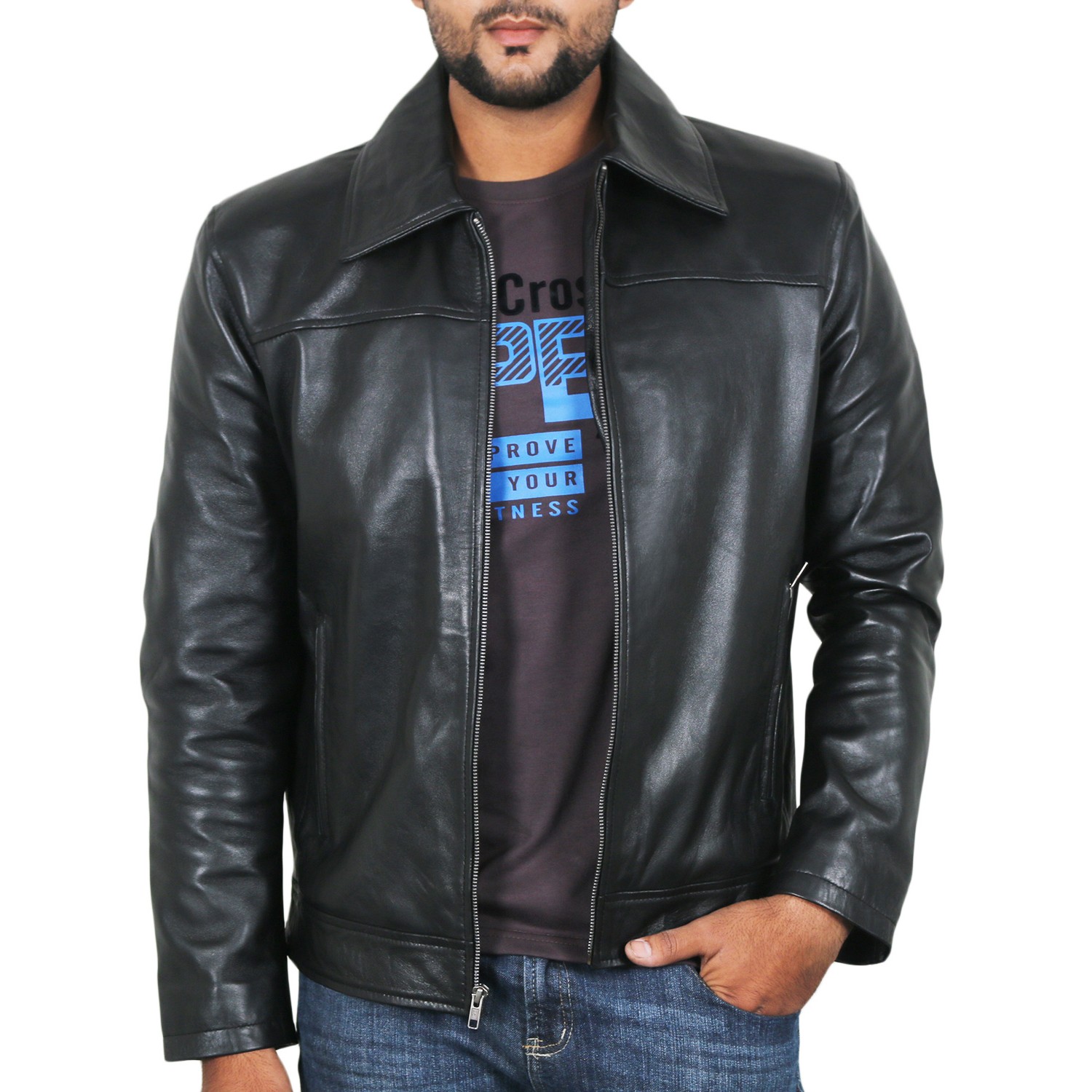 Laverapelle Men's Genuine Lambskin Leather Jacket (Black, Biker Jacket) - 1501200