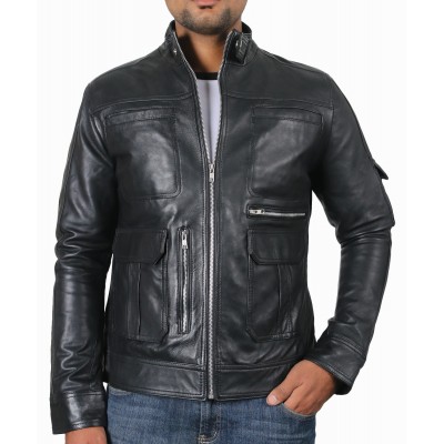Laverapelle Men's Genuine Cowhide Leather Jacket (Officer Jacket) - 1501593