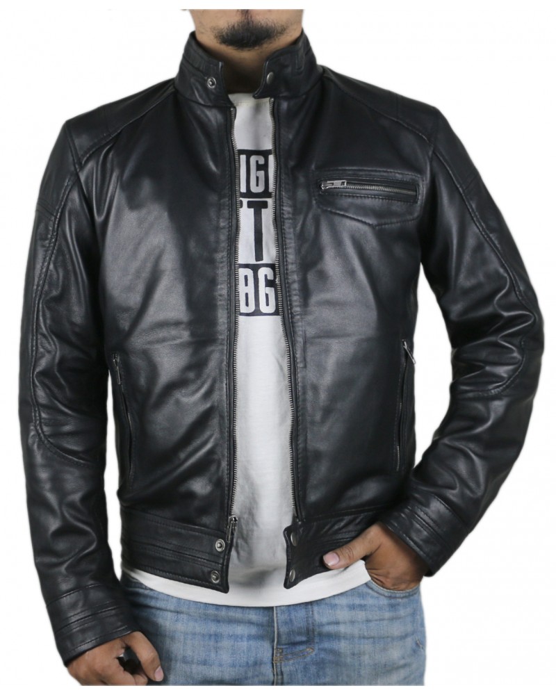 Laverapelle Men's Genuine Lambskin Leather Jacket (Racer Jacket) - 1501604