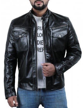 Laverapelle Men's Genuine Cowhide Leather Jacket (Officer Jacket) - 1501608