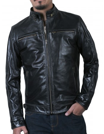 Laverapelle Men's Genuine Cowhide Leather Jacket (Racer Jacket) - 1501631