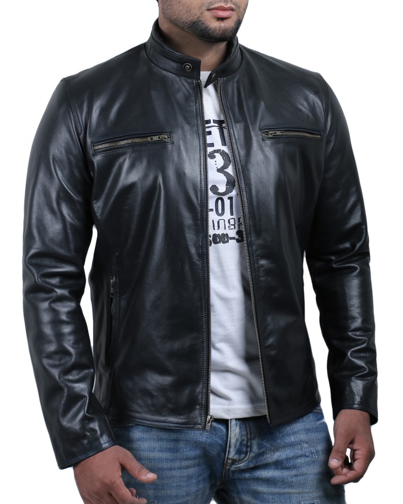 Laverapelle Men's Genuine Cowhide Leather Jacket (Racer Jacket) - 1501638