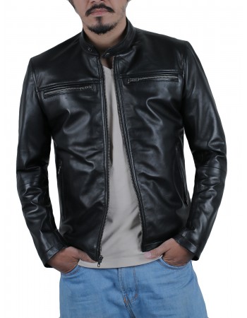 Laverapelle Men's Genuine Lambskin Leather Jacket (Racer Jacket) - 1501646