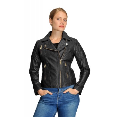 Laverapelle Women's Genuine Lambskin Leather Jacket (Double Rider Jacket) - 1521672
