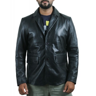 Laverapelle Men's 2 Button Stylish Blazer Cow Leather Coat (Officer Jacket) - 1501793