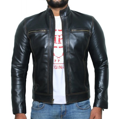 Laverapelle Men's Rock Star/Motorbike Fashion Genuine Leather Jacket (Racer Jacket) - 1501805