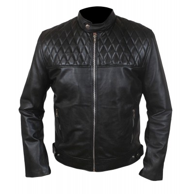 Laverapelle Men's Quilted Top Genuine Real Sheep Leather Fashion Jacket (Racer Jacket) - 1501788