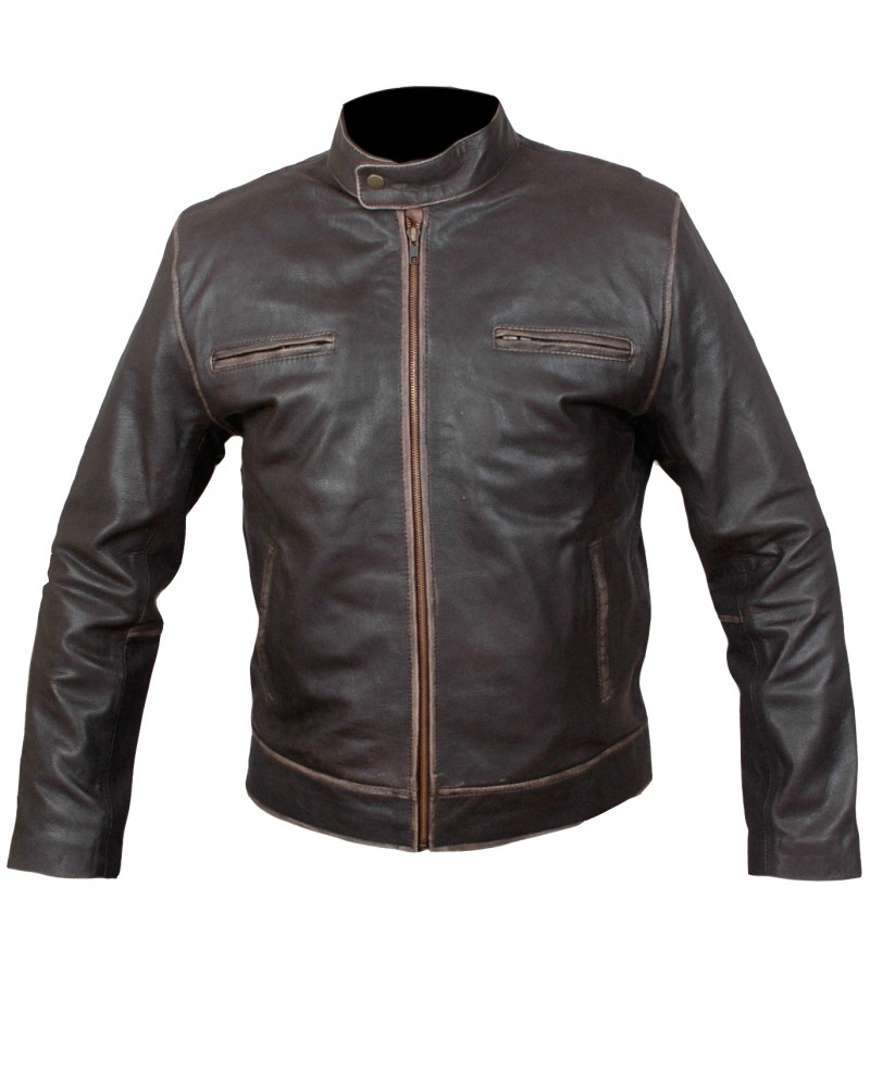 Laverapelle Men's Contraband Mark Wahlbergs Movie Cowhide Leather Jacket (Racer Jacket) - 1501797