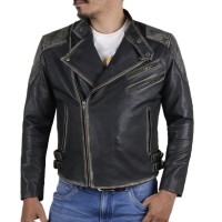 Laverapelle Men's Genuine Cow Ruboff Leather Jacket (Double Rider Jacket) - 1701008
