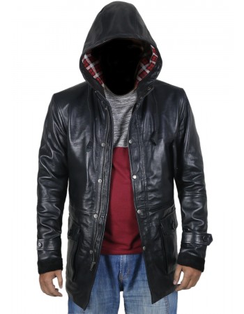 Laverapelle Men's Genuine Lambskin Leather Coat (Hooded) - 1702026