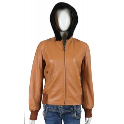 Laverapelle Women's Genuine Lambskin Leather Jacket (Hooded) - 1721033