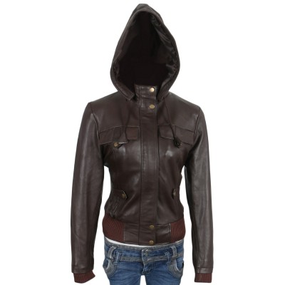 Laverapelle Women's Genuine Lambskin Leather Jacket (Hooded) - 1721042