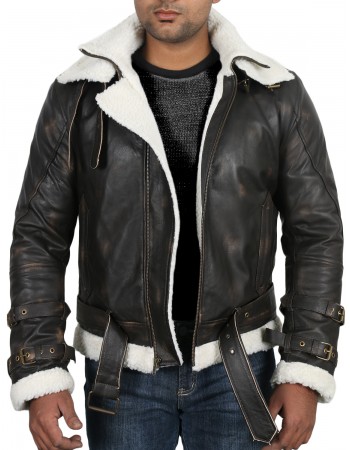 Laverapelle Men's Genuine Cow Ruboff Leather Jacket (Aviator Jacket) - 1701069