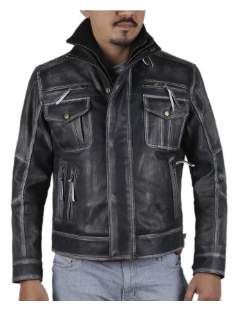 Laverapelle Men's Genuine Cow Ruboff Leather Jacket (Racer Jacket) - 1801011