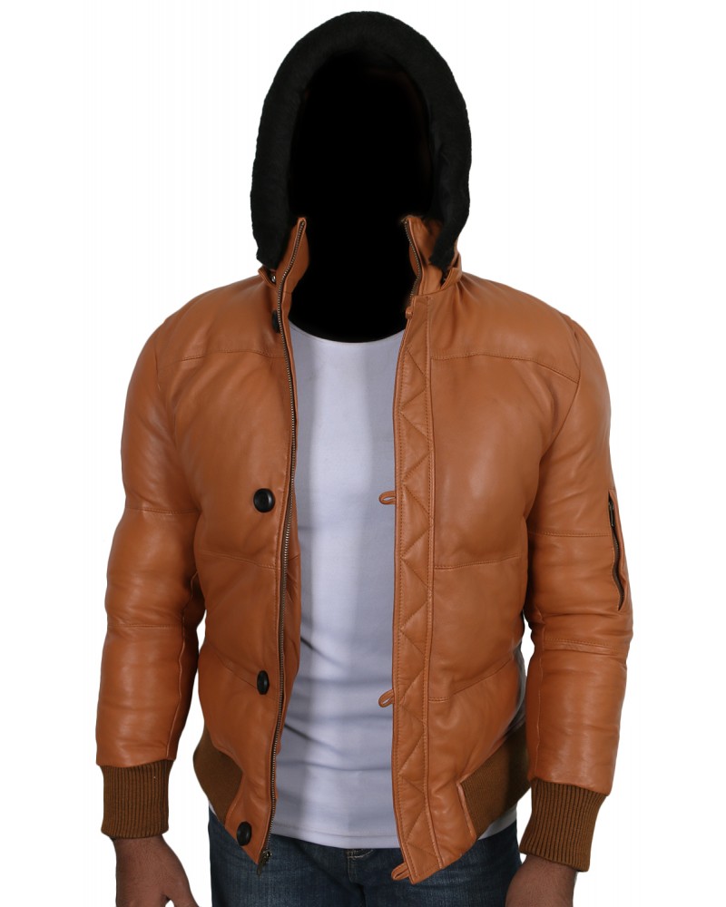 Laverapelle Men's Genuine Lambskin Leather Jacket (Hooded) - 1801020