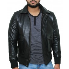 Laverapelle Men's Genuine Lambskin Leather Jacket (Black, Flight Jacket) - 1801069