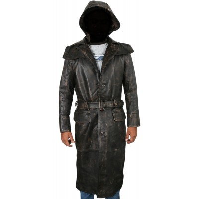 Laverapelle Men's Genuine Cow Ruboff Leather Coat (Trench Coat) - 1802009