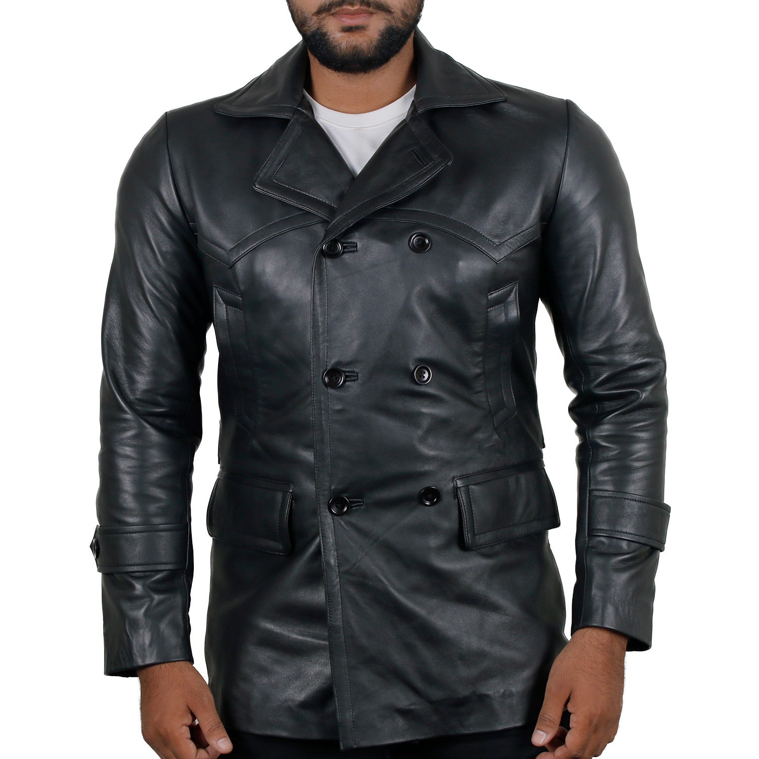 1501836 Laverapelle Mens Genuine Lambskin Leather Jacket Black, Officer Jacket 