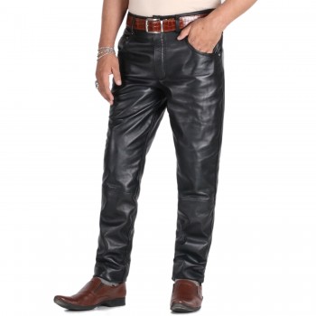 Laverapelle Men's Genuine Lambskin Leather Pants (Black, Leather Jeans) - 1804001