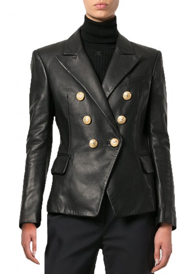 Laverapelle Women's Genuine Cowhide Leather Jacket (Officer Jacket) - 1821057