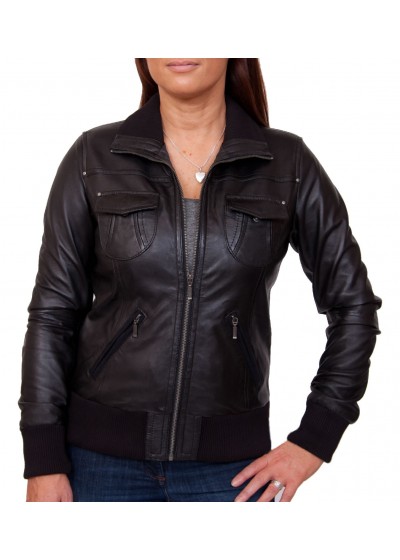 Laverapelle Women's Genuine Lambskin Leather Jacket (Bomber Jacket) - 1821083