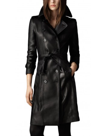Laverapelle Women's Genuine Lambskin Leather Coat (Trench Coat) - 1822001