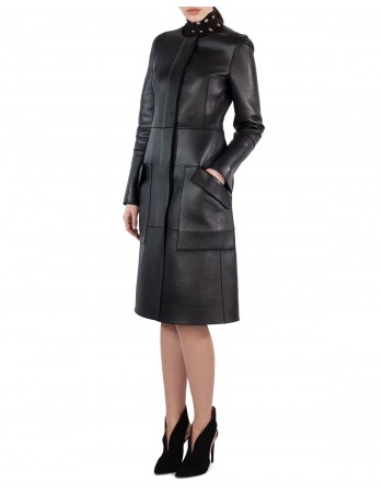 Laverapelle Women's Genuine Cowhide Leather Coat (Officer Coat) - 1822002