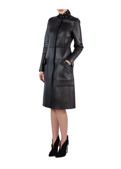 Laverapelle Women's Genuine Cowhide Leather Coat (Officer Coat) - 1822002
