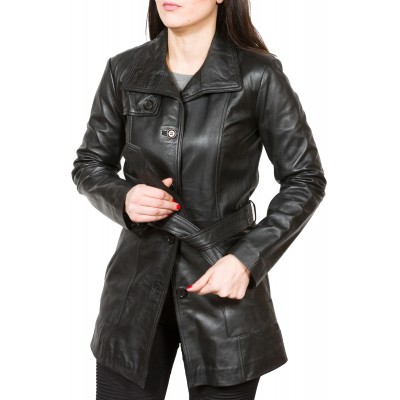 Laverapelle Women's Genuine Lambskin Leather Coat (Trench Coat) - 1822015