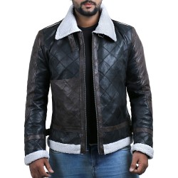 Laverapelle Men's Genuine Lambskin Leather Jacket (Black, Patchwork) - 2001023