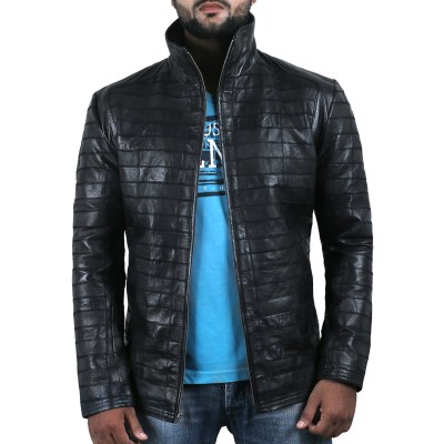 Laverapelle Men's Genuine Lambskin Leather Jacket (Patchwork) - 2001046