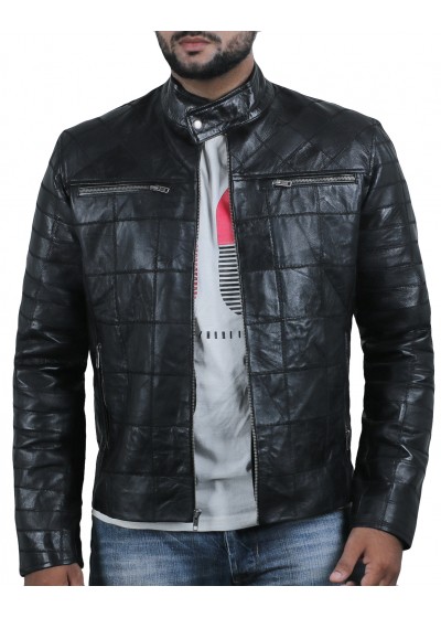 Laverapelle Men's Genuine Lambskin Leather Jacket (Patchwork) - 2001139
