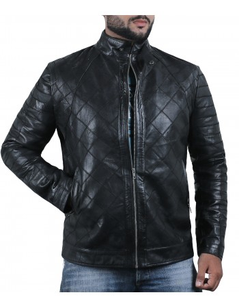 Laverapelle Men's Genuine Lambskin Leather Jacket (Patchwork) - 2001491