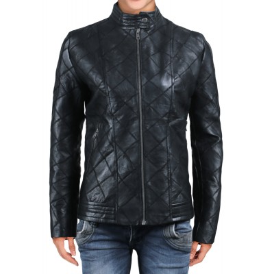 Laverapelle Women's Genuine Lambskin Leather Jacket (Patchwork) - 2021667