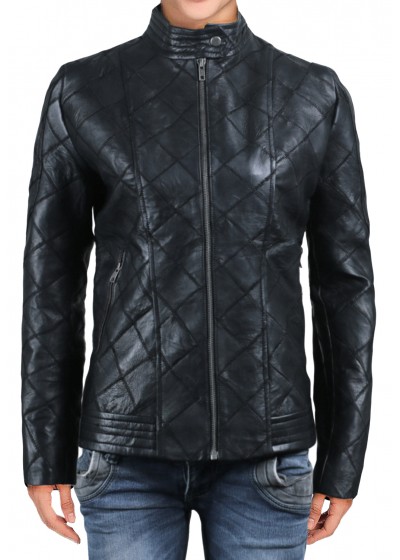 Laverapelle Women's Genuine Lambskin Leather Jacket (Patchwork) - 2021667