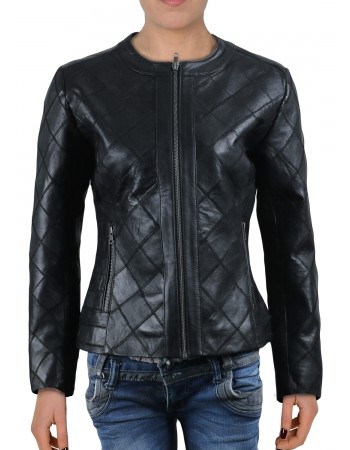 Laverapelle Women's Genuine Lambskin Leather Jacket (Patchwork) - 2021686