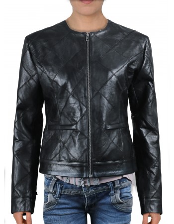 Laverapelle Women's Genuine Lambskin Leather Jacket (Patchwork) - 2021693