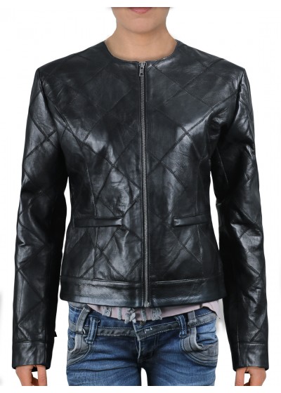 Laverapelle Women's Genuine Lambskin Leather Jacket (Patchwork) - 2021693