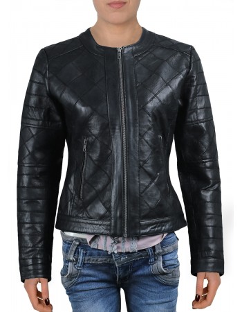 Laverapelle Women's Genuine Lambskin Leather Jacket (Patchwork) - 2021724