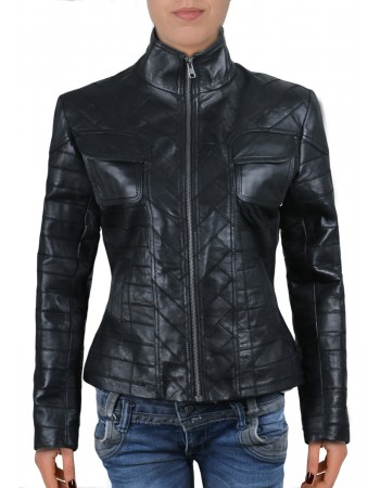 Laverapelle Women's Genuine Lambskin Leather Jacket (Patchwork) - 2021728