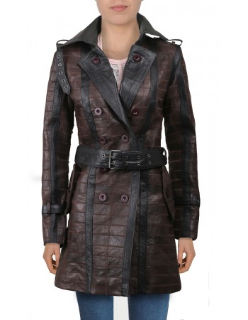 Laverapelle Women's Genuine Lambskin Leather Coat (Patchwork) - 2022036
