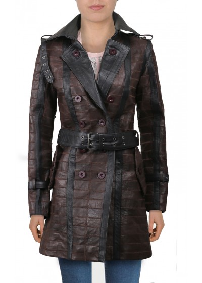 Laverapelle Women's Genuine Lambskin Leather Coat (Patchwork) - 2022036