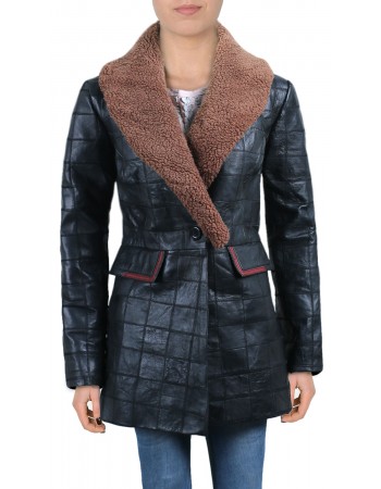 Laverapelle Women's Genuine Lambskin Leather Coat (Patchwork) - 2022040