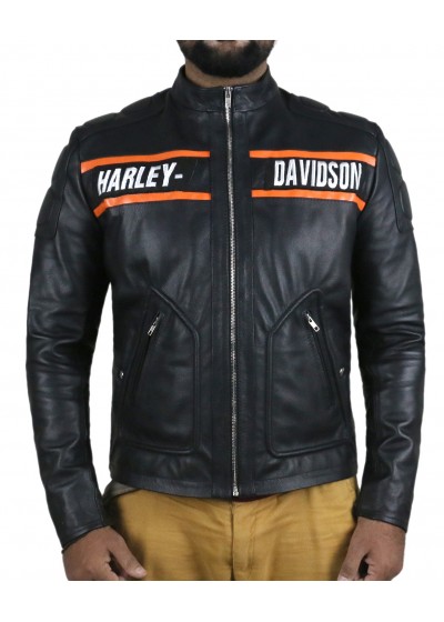 Laverapelle Bill Goldberg Men's Harley Davidson Geniune Leather Jacket (Black, Biker Jacket) - 2101001