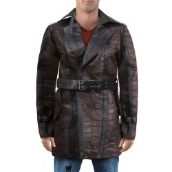 Laverapelle Men's Genuine Lambskin Leather Over Coat (Black, Patchwork) - 2302001
