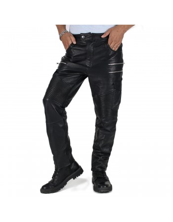 Laverapelle Men's Genuine Lambskin Leather Pants (Black, Biker Pants) - 2304007