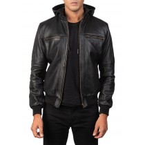 Laverapelle Men's Genuine Lambskin Leather Jacket (Black, Hooded Jacket) - 2401001