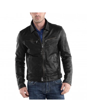 Laverapelle Men's Genuine Lambskin Leather Jacket (Black, Racer Jacket) - 2401012 Laverapelle Men's Genuine Lambskin Leather Jacket (Black, Racer Jacket) - 2401012