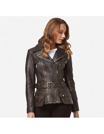 Laverapelle Women's Genuine Cow Ruboff Leather Jacket (Black, Double Rider Jacket) - 2421002