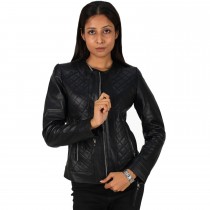 Laverapelle Women's Genuine Lambskin Textured Leather Racer Jacket